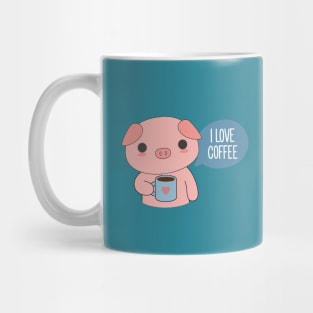 Cute Pig Drinking Coffee T-Shirt Mug